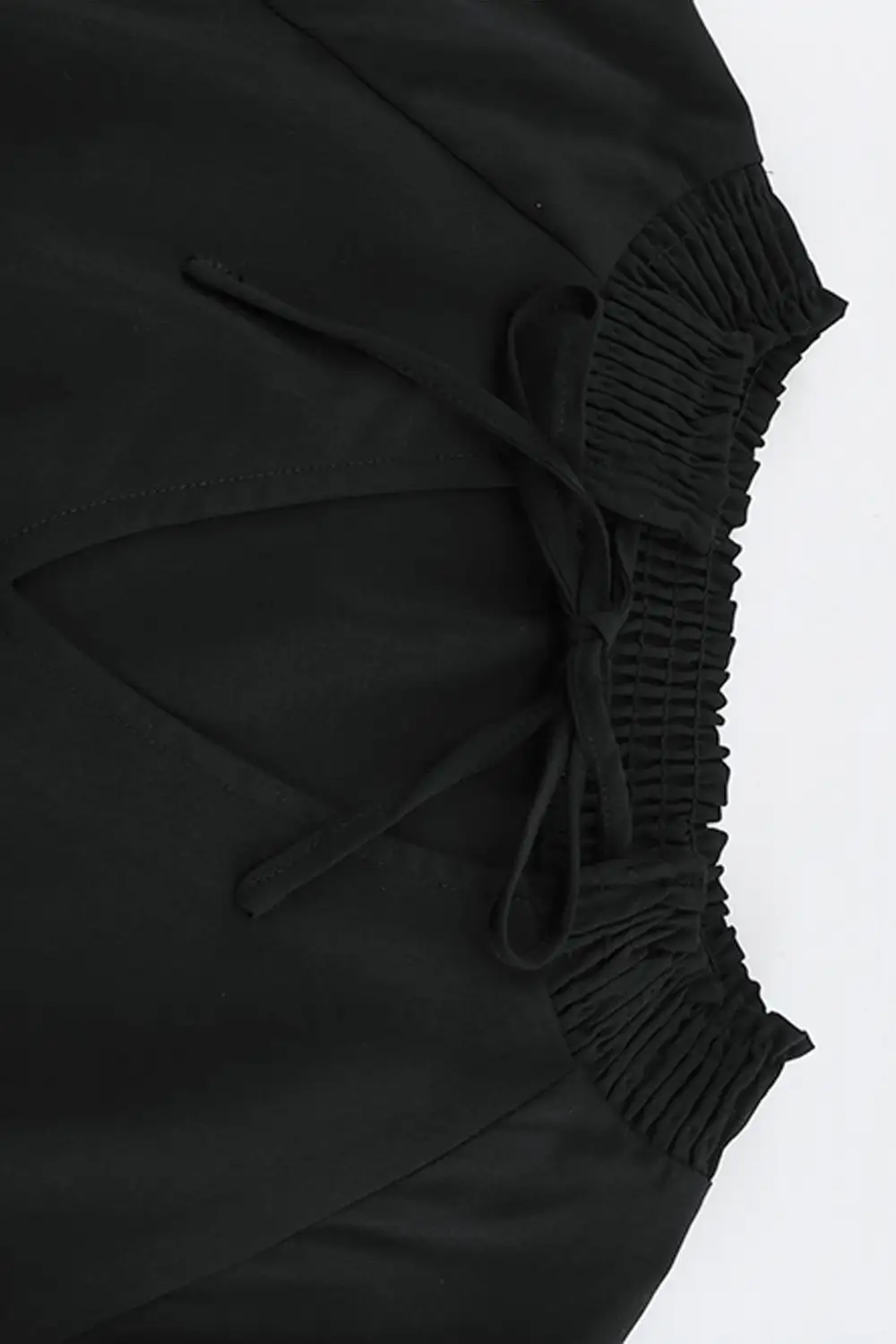 Bubble Sleeve Split Neck Ruffle Tunic Dress