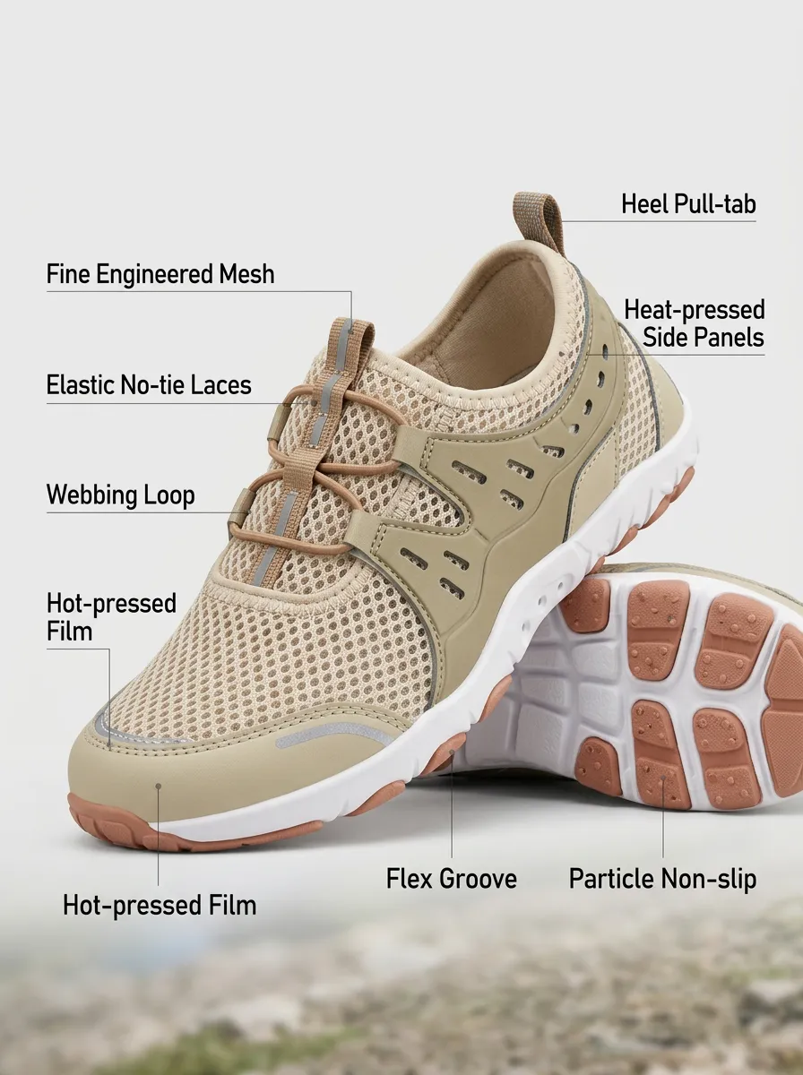 Women's Casual Sport Mesh No-tie Laces Walking Shoes