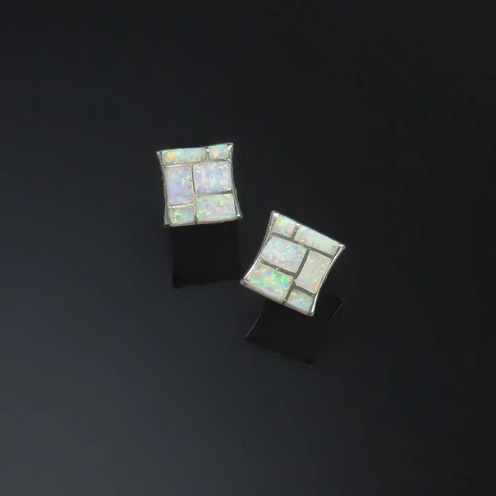 Opal Heart Stud Earrings
