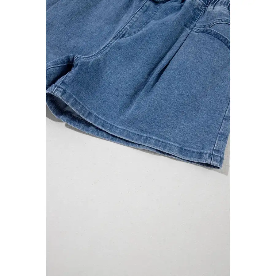 Everyday High Waist Drawstring Pocketed Denim Shorts