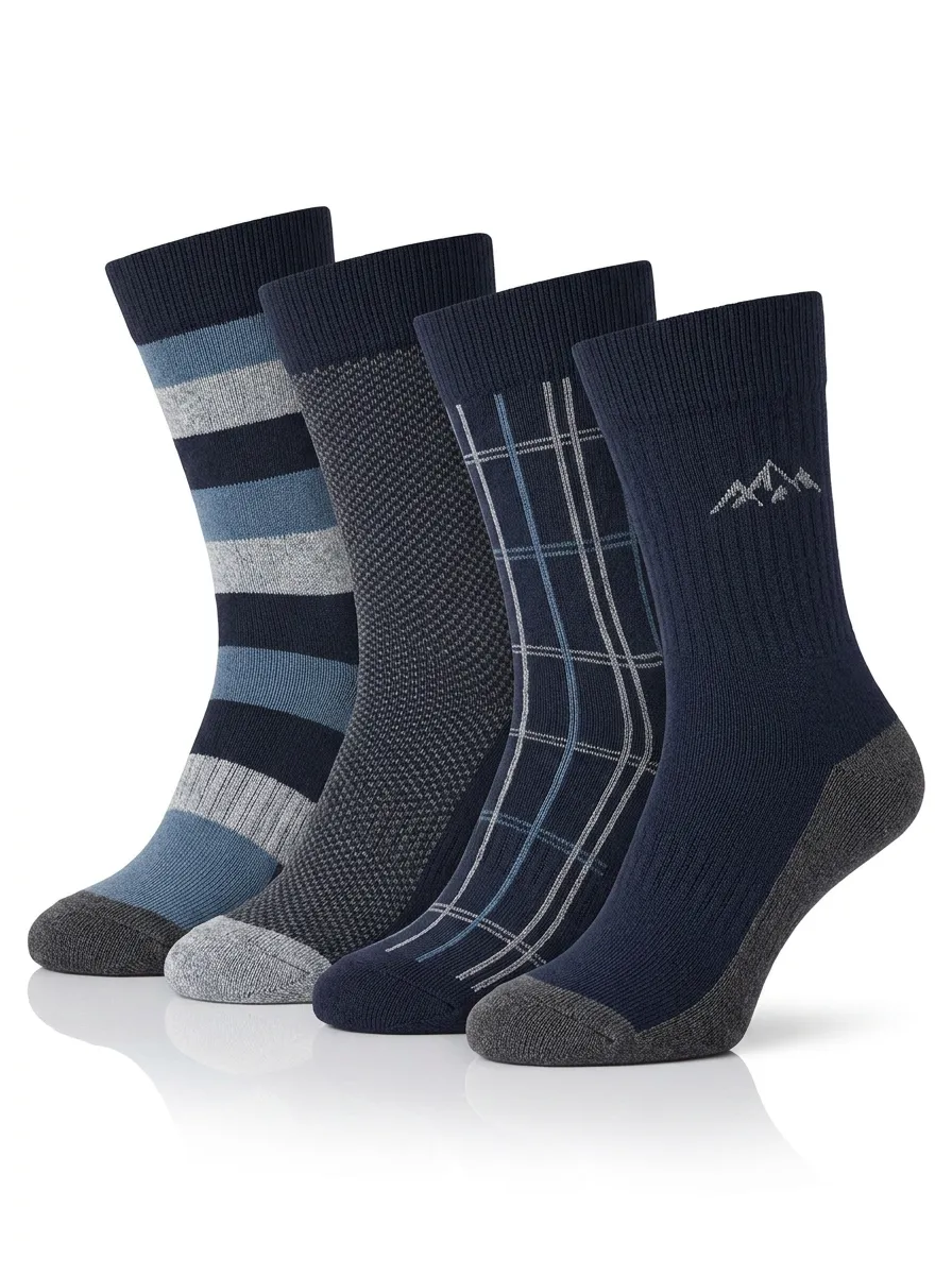 Striped Outdoor Men's Four-Pair Long Socks
