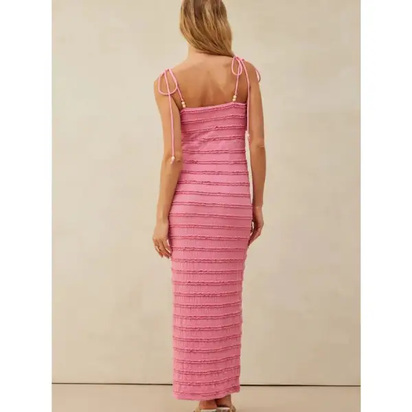 Frill Tie Shoulder Maxi Dress