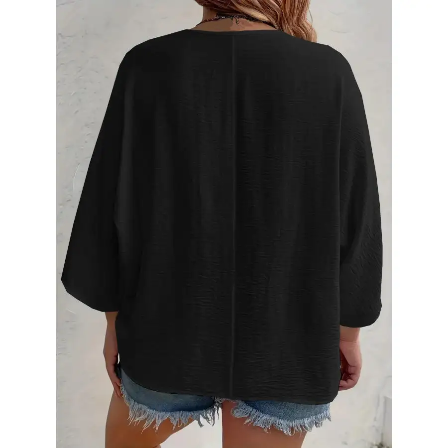 Full Size V Neck Button Down Shirt Plus Size