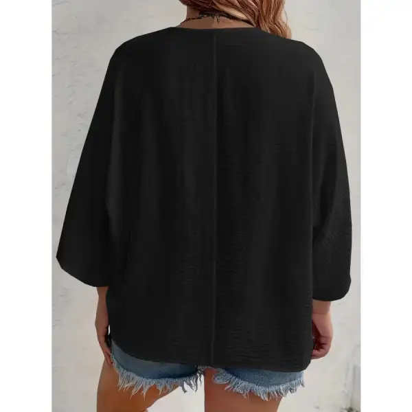 Full Size V Neck Button Down Shirt Plus Size