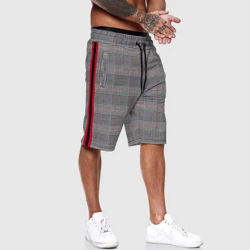 Men's Checked Pattern Relaxed Fit Streetwear Shorts