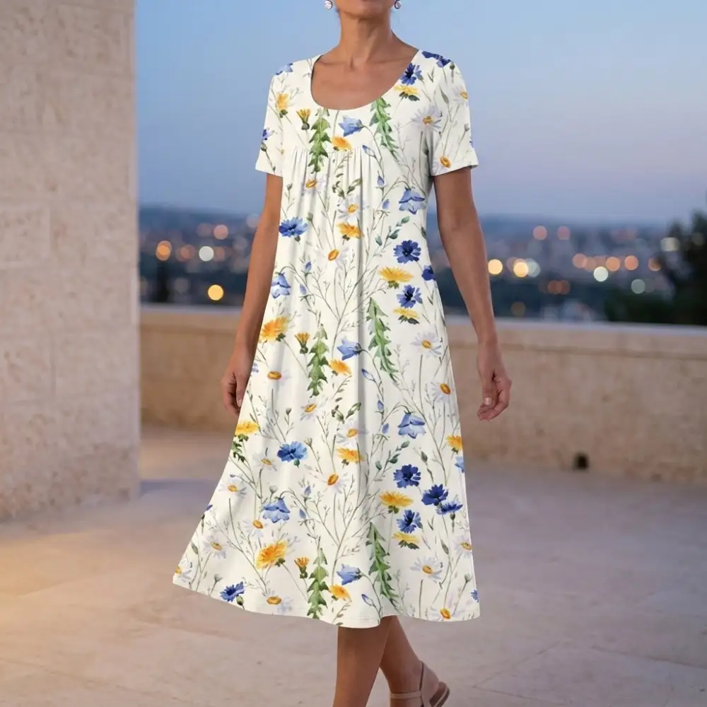 Scoop Neck Soft Casual Dress