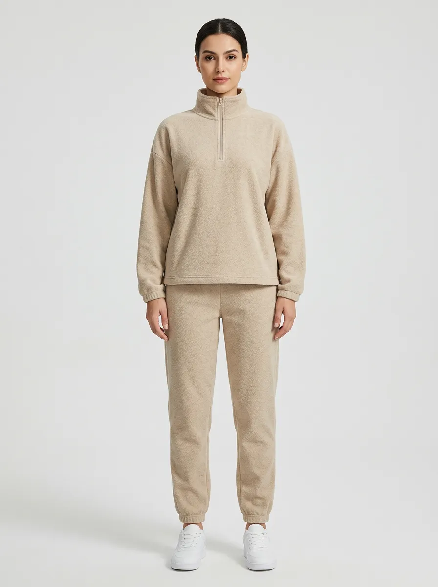 Women's Half-Zip Warm Pullover Jogger Set
