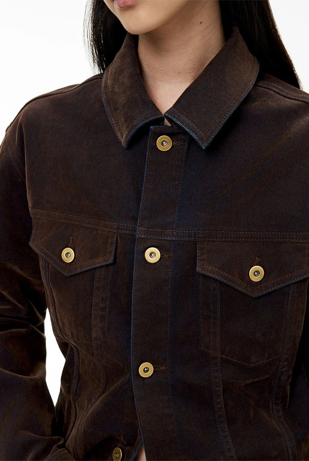 Multi-Pocket Cotton Fleece Denim Jacket