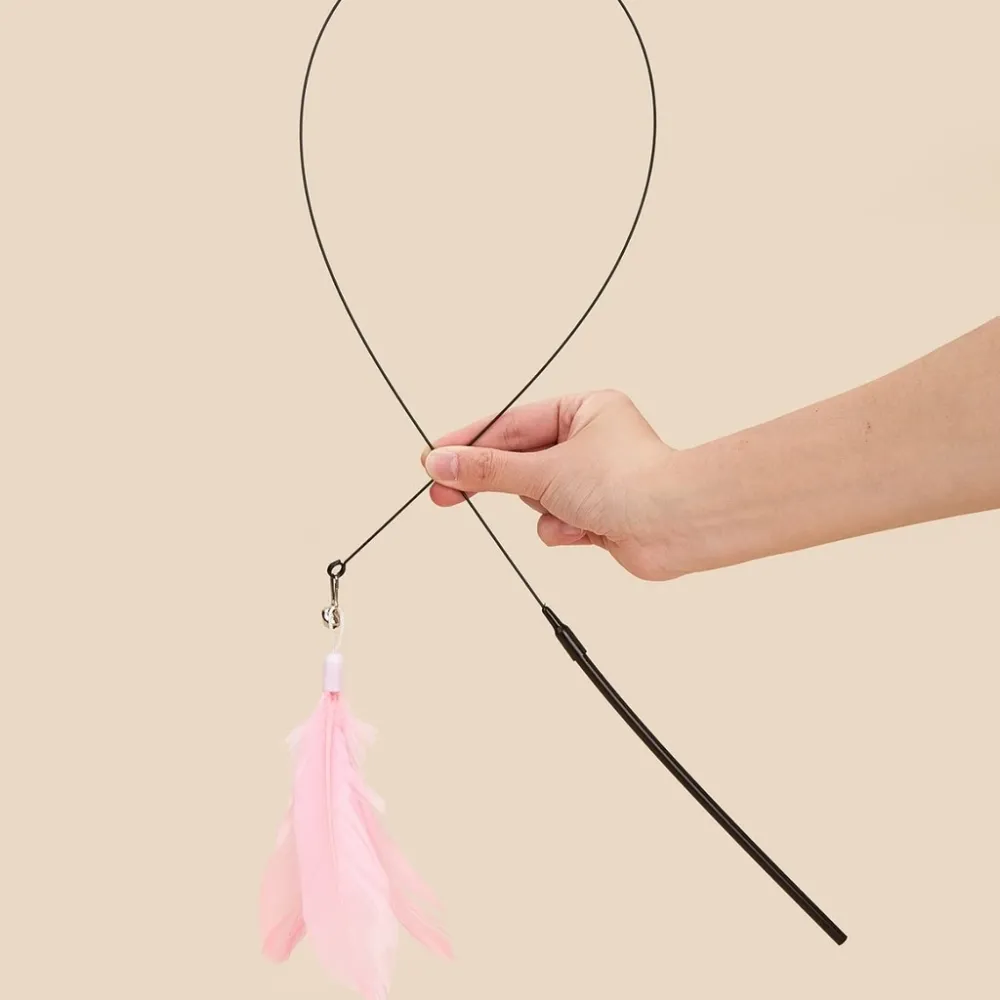 Upgraded Suction Cup Wire Cat Wand with Cat Head Shape Cat Toy