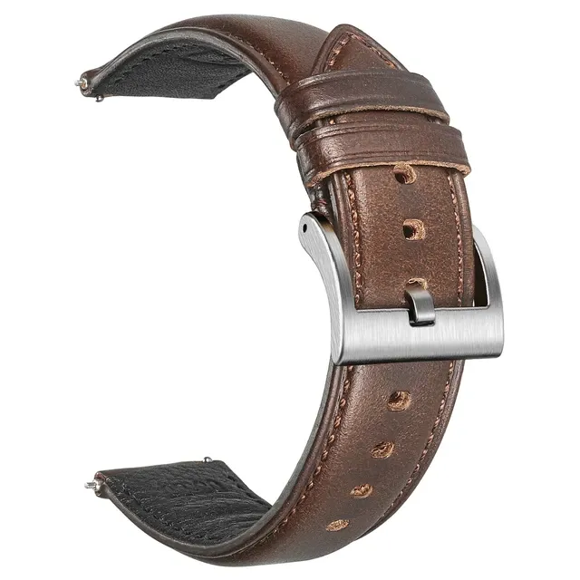 Vintage Leather Watch Strap Silver Pin Buckle Watch Accessories