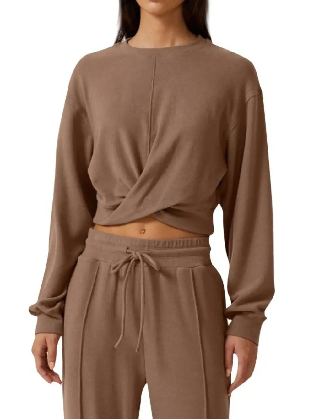 Twist Front Long Sleeve Top and Pants Set