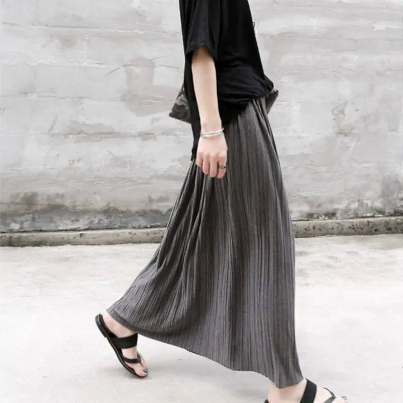 Minimal High Waist Flared Long Midi Skirt