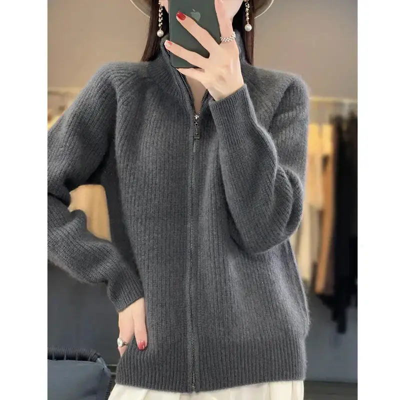 Half Zip Knit Sweater Soft Cozy Zip Up Jumper