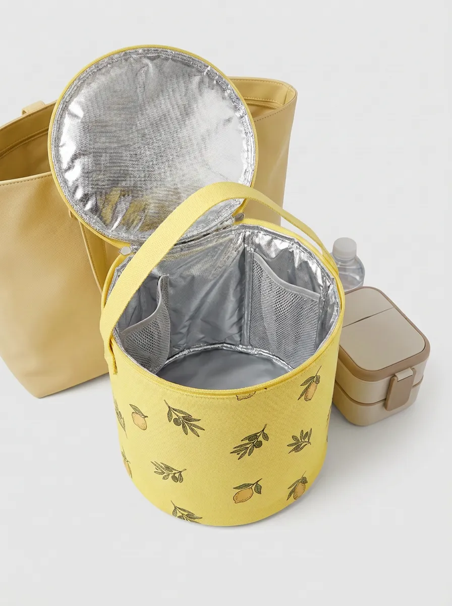 Lemon Olive Pattern Insulated Printed Lunch Bag