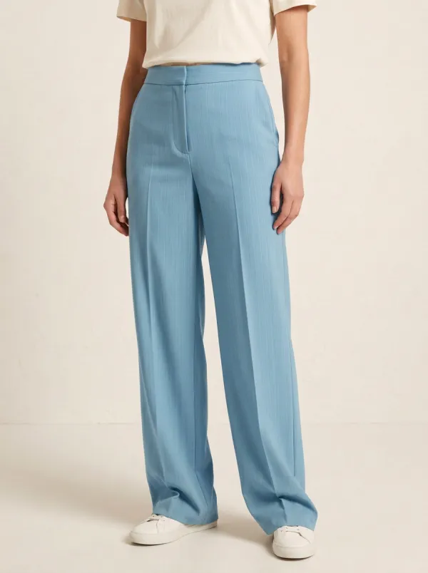 Side Pockets Pinstripe High Rise Wide Leg Pants