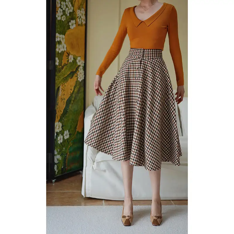 Office Everyday Casual Plaid Skirt