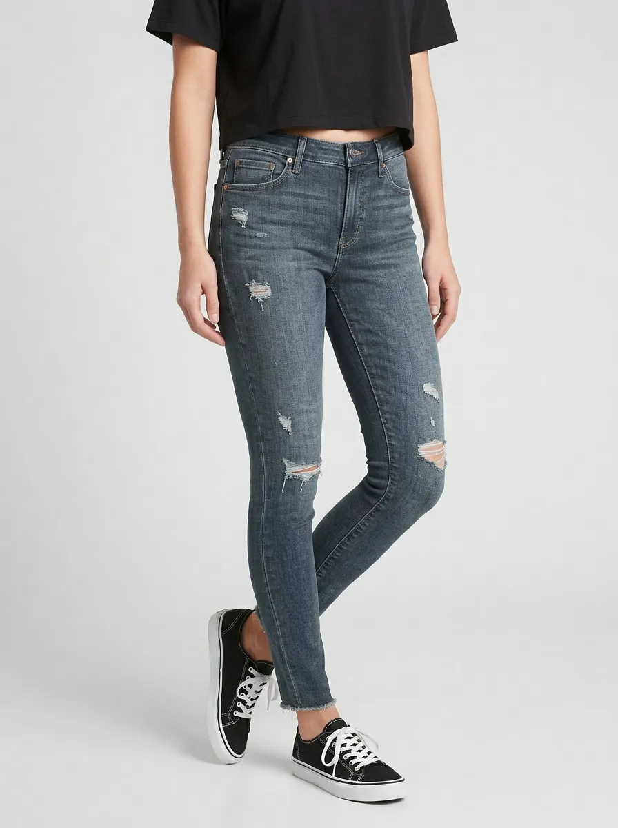 Women's Distressed Denim Graphic Slim Jeans