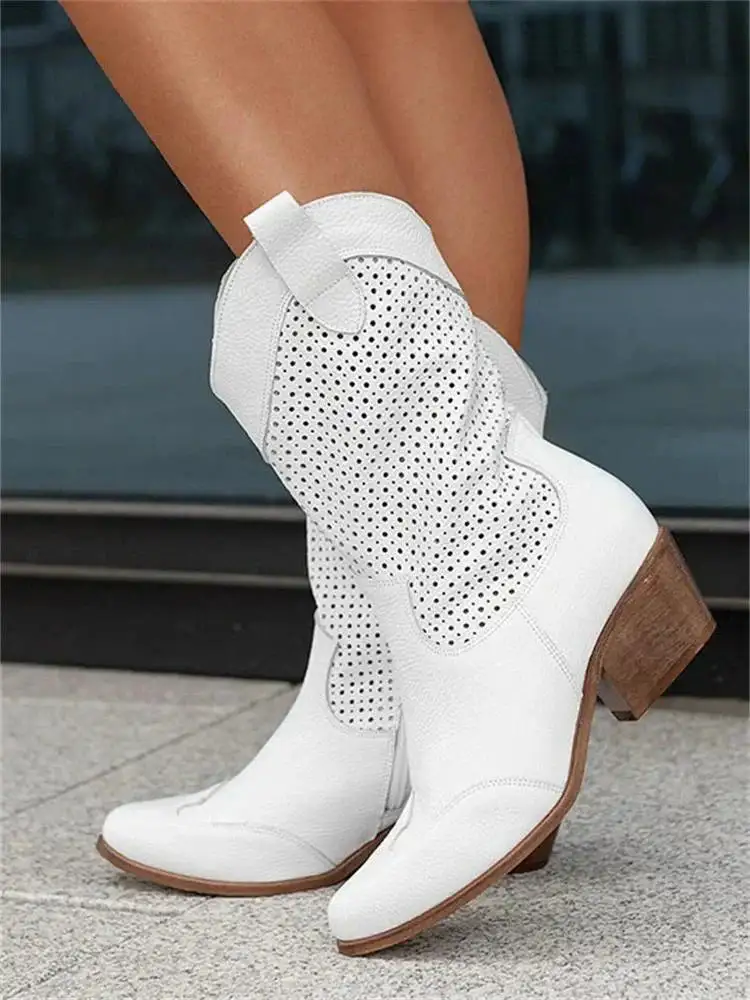  Perforated Ankle Cowboy Boots Apparel