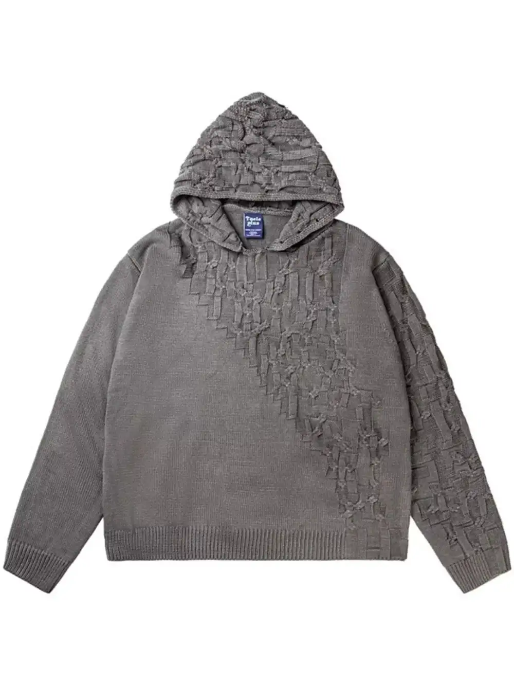 Men's Plus Size Long Sleeve Texture Knit Hooded Sweater