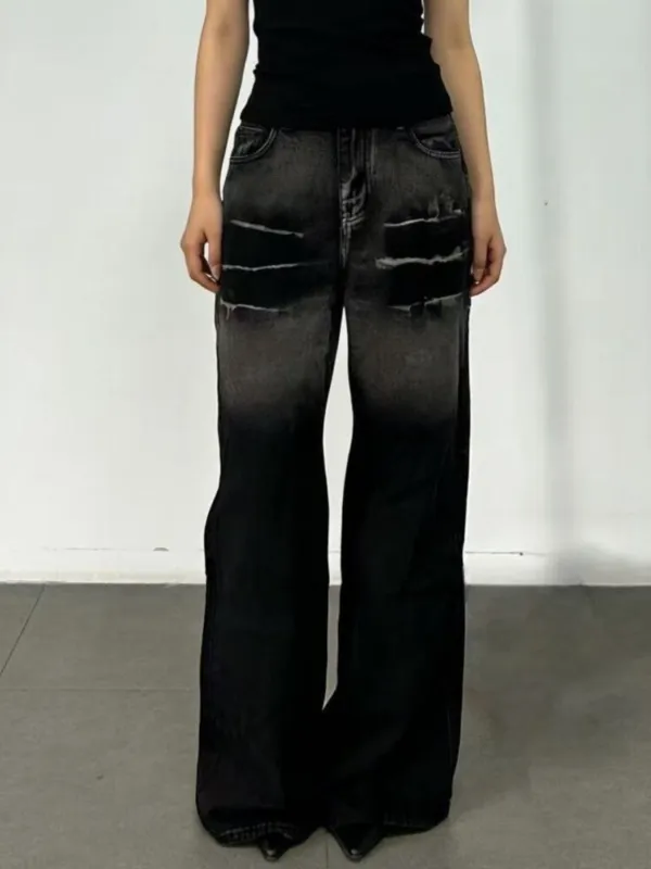 Classic Washed Wide Leg Jeans