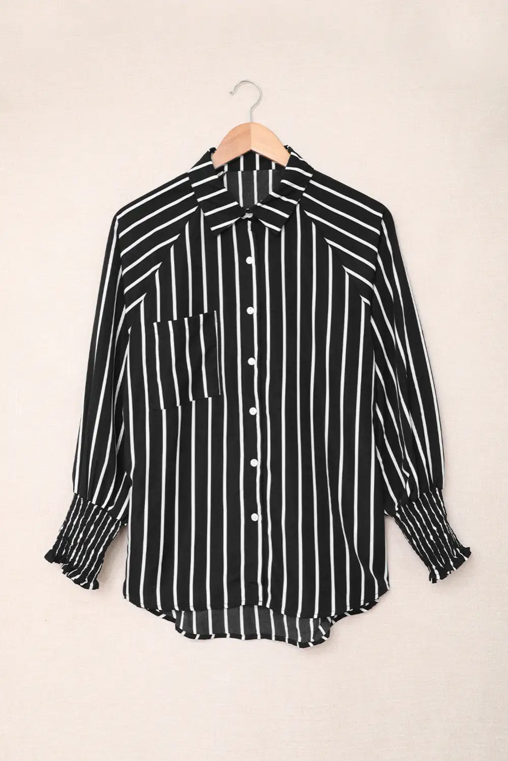 Pocketed Striped Button Shirt with Slits