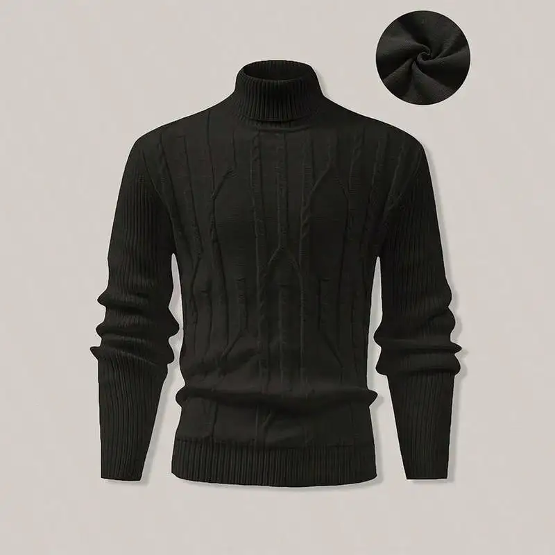 Textured Turtleneck Knit Sweater