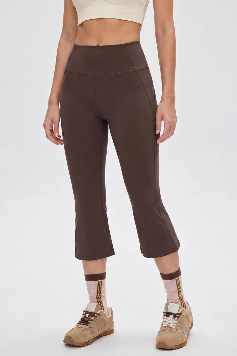 High-Waist Flared Capri Trousers