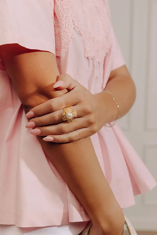 Pearl Cross Adjustable Ring