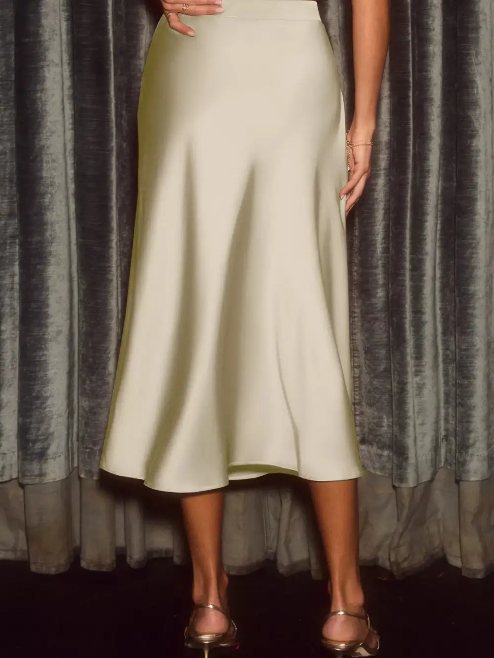 Modern Satin Midi Skirt