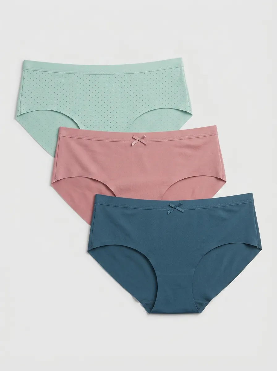 Refined Polka-Dot Bow-Detail Women's Three-Piece Panty Set