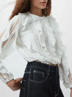 Cotton Sweat-Wicking Art Ruffled Shirt