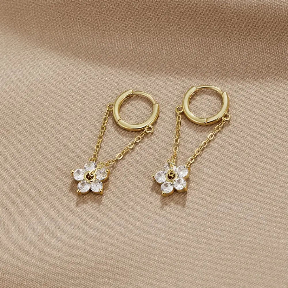 Modern Floral Hoop Earrings