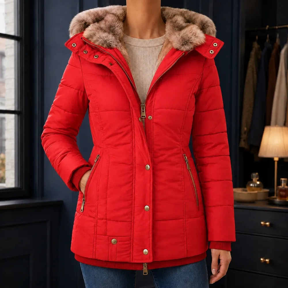 Hooded Quilted Plush-Lined Jacket