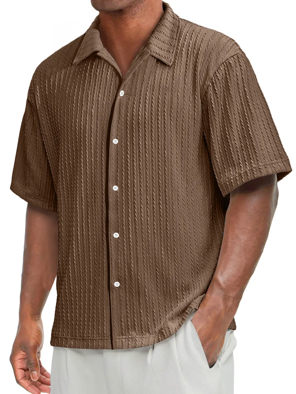 Tailored Short Sleeve Open Collar Shirt