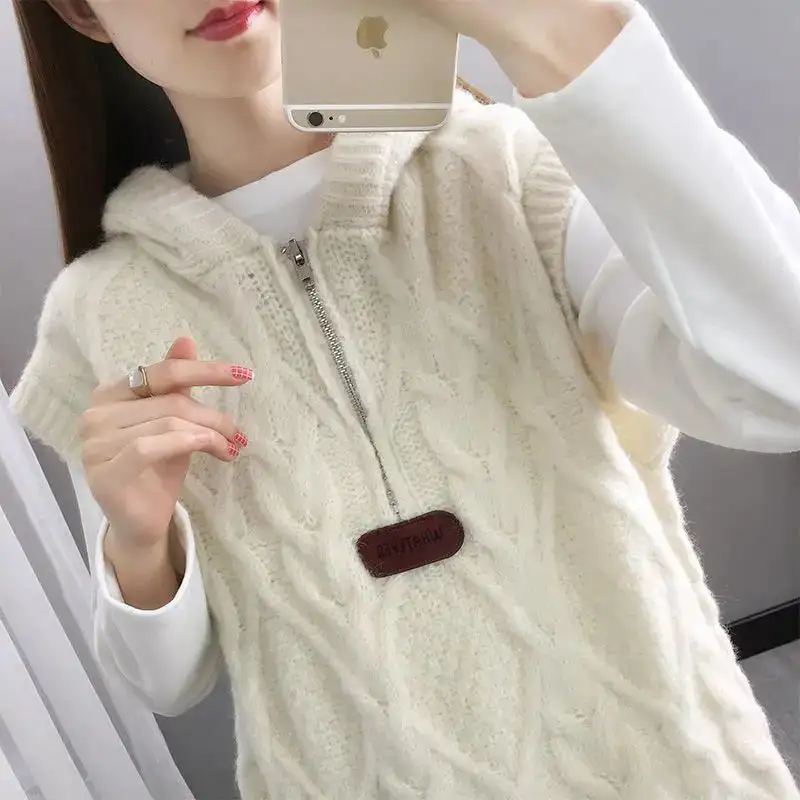 Womens Hooded Sleeveless Knit