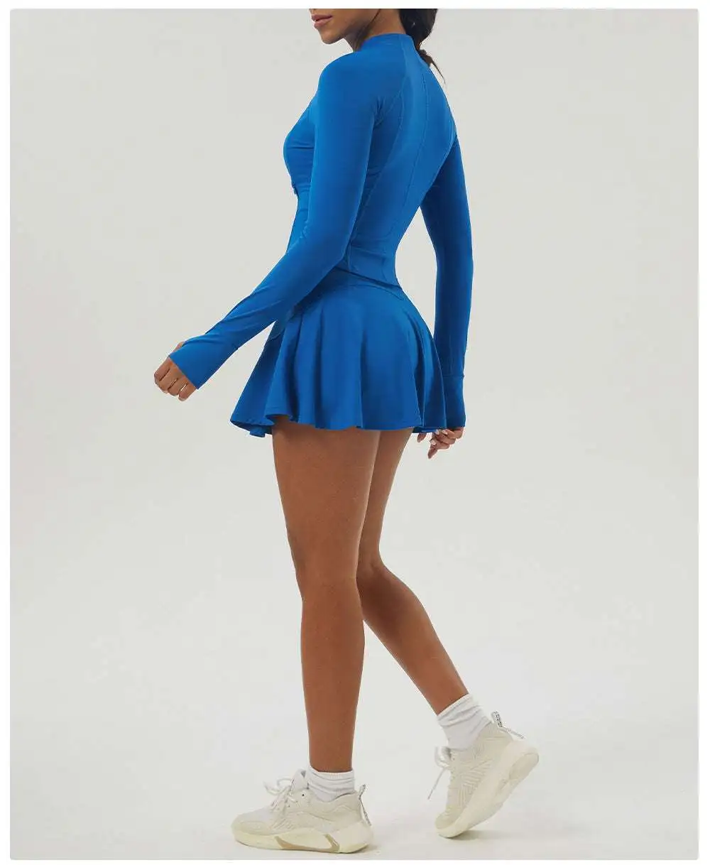 Zip-Front Tennis Jacket, Top and Skort Active Set