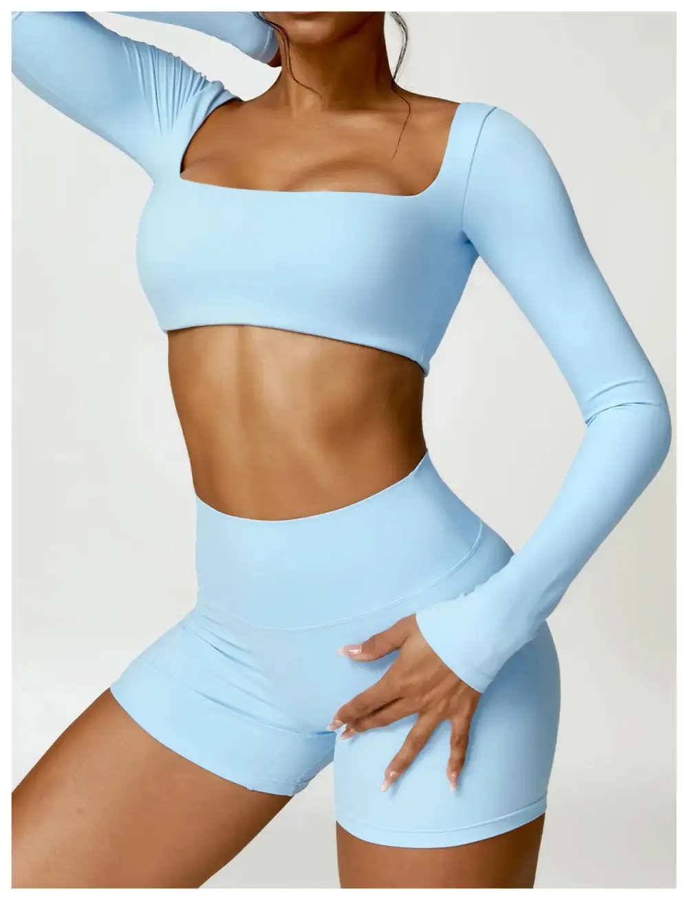 Piece Long Sleeve Gym Set Yoga Quick Running Leggings Workout Sports