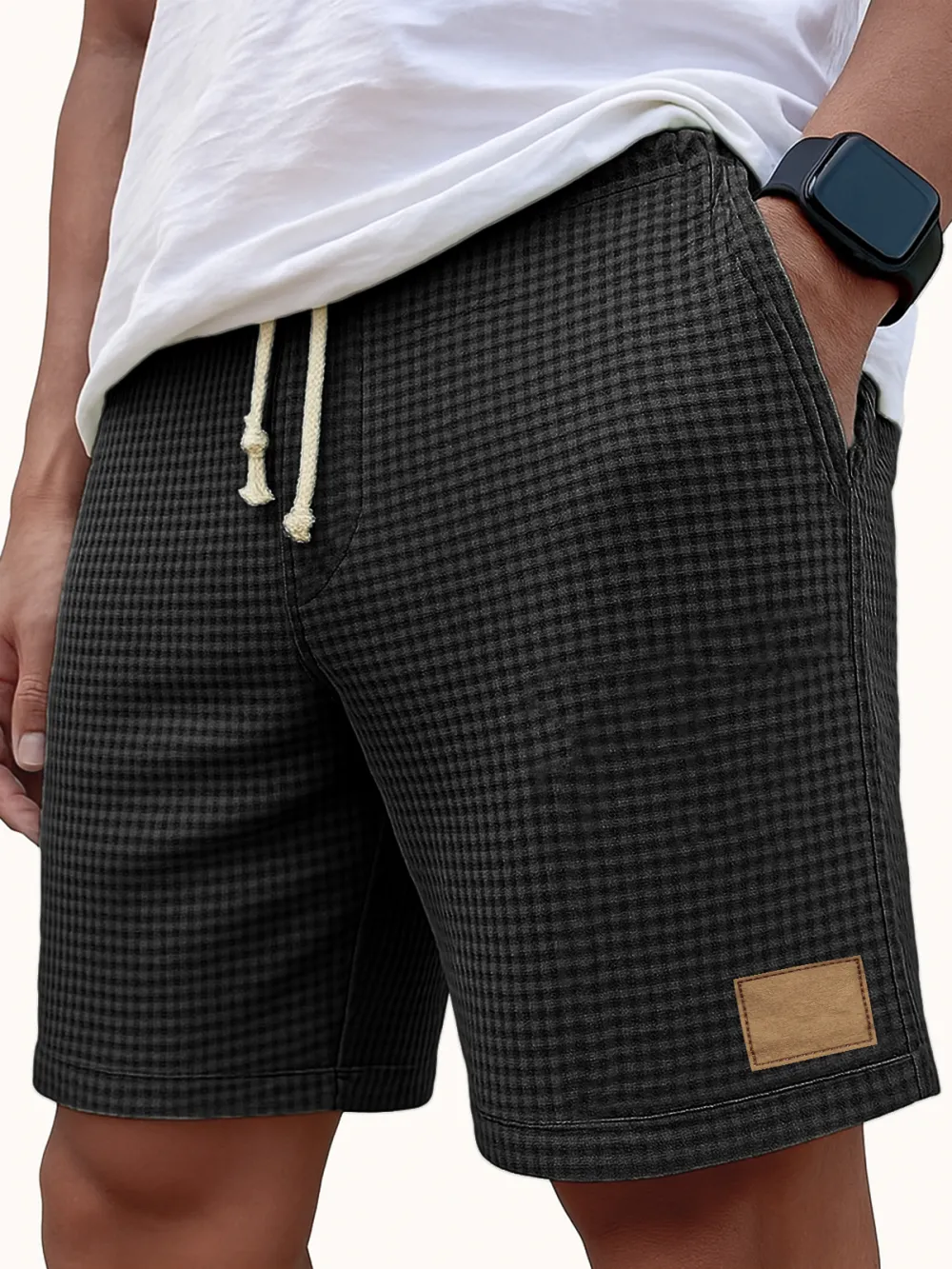 Textured Knit Seamed Detail Relaxed Shorts