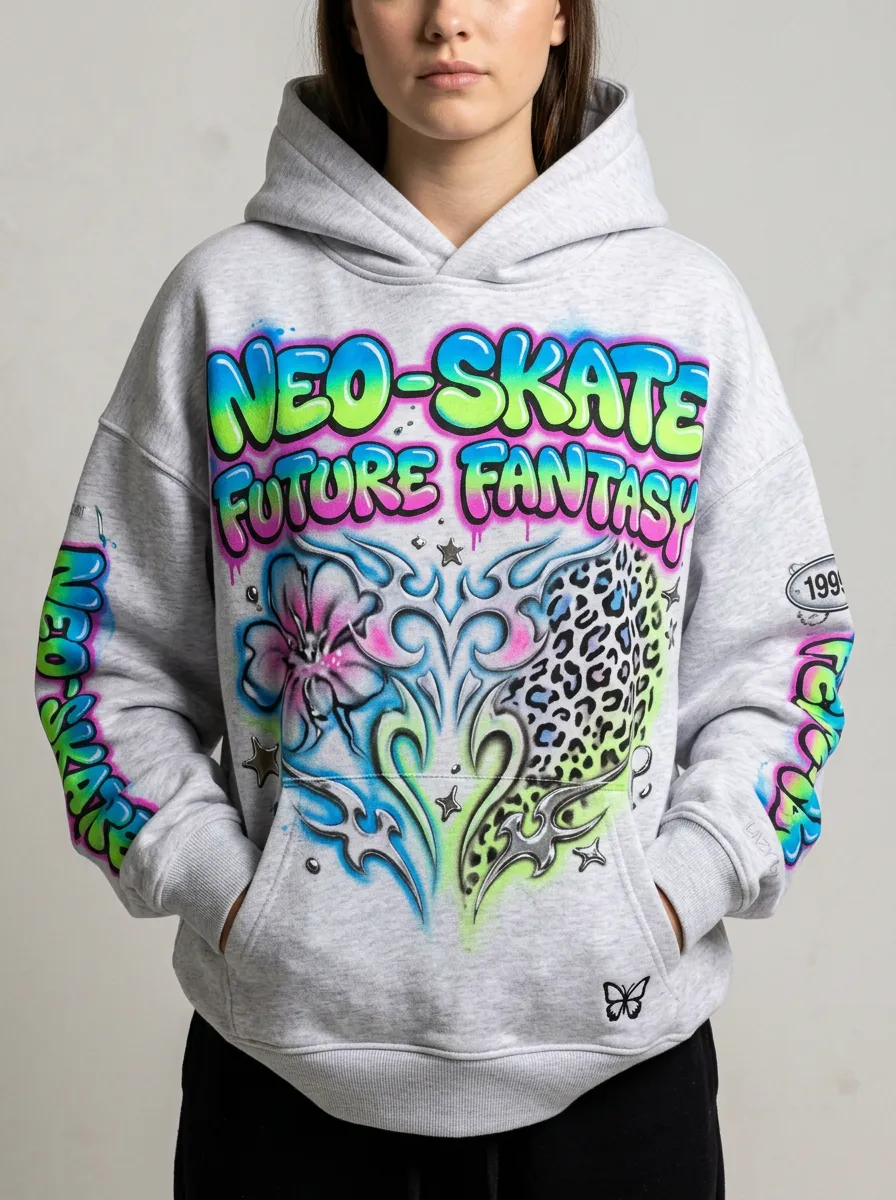 Unisex Modern Streetwear Graffiti Leopard Floral Hoodie
