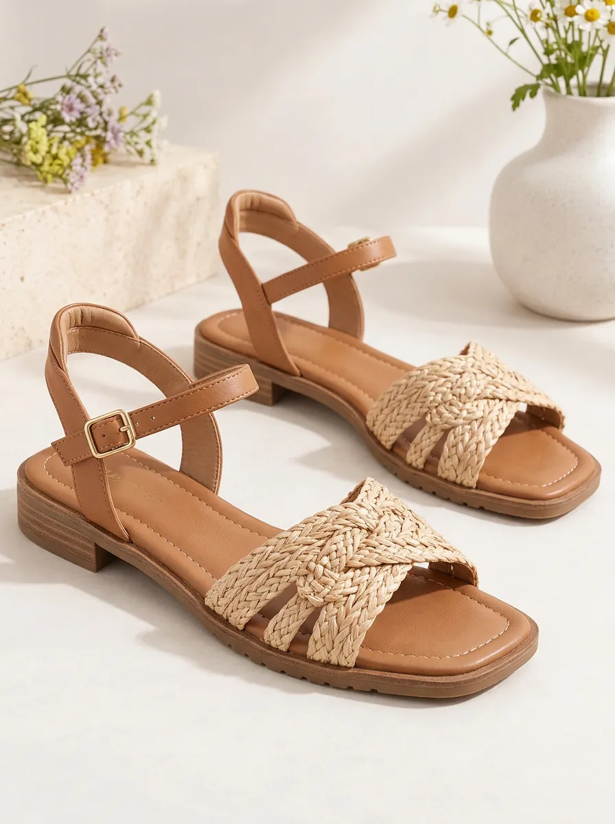 Women's Refined Flat Sandals Braided