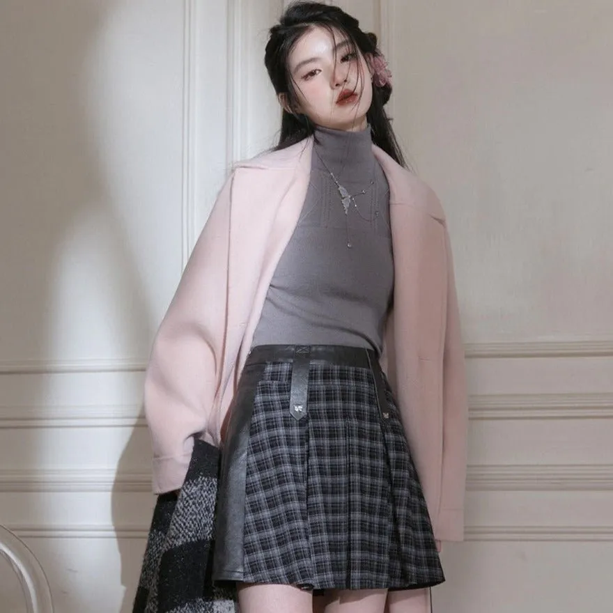 Compact Polished Mini Polyester Skirt