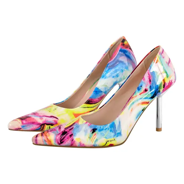 Sleek Patterned Pointed Toe Stiletto Pumps