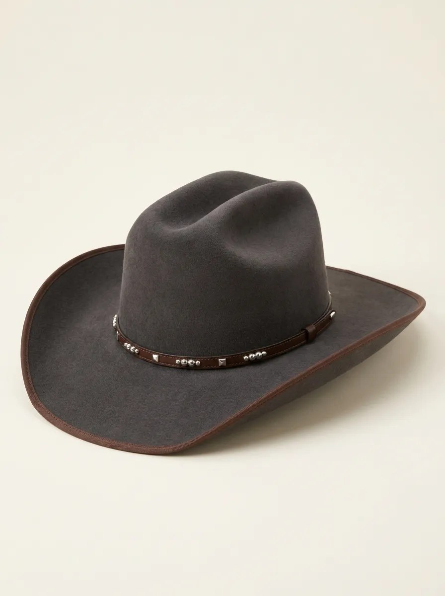 Felt Cowboy Hat with Decorative Leather Studs