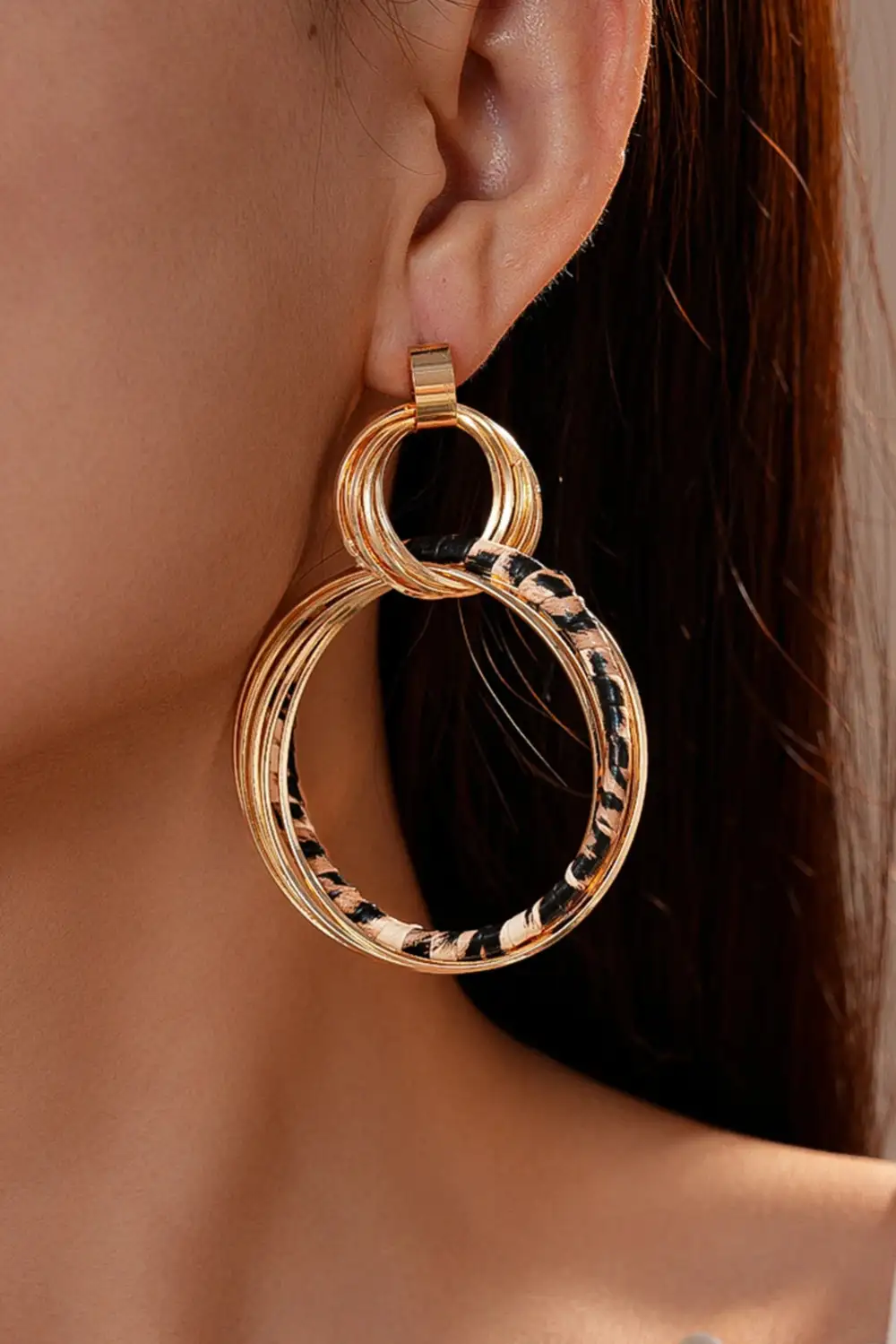 Alloy Animal Print Bohemian Hoop Earrings