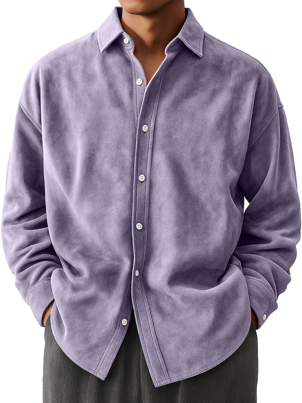 Suede Feel Long Sleeve Shirt