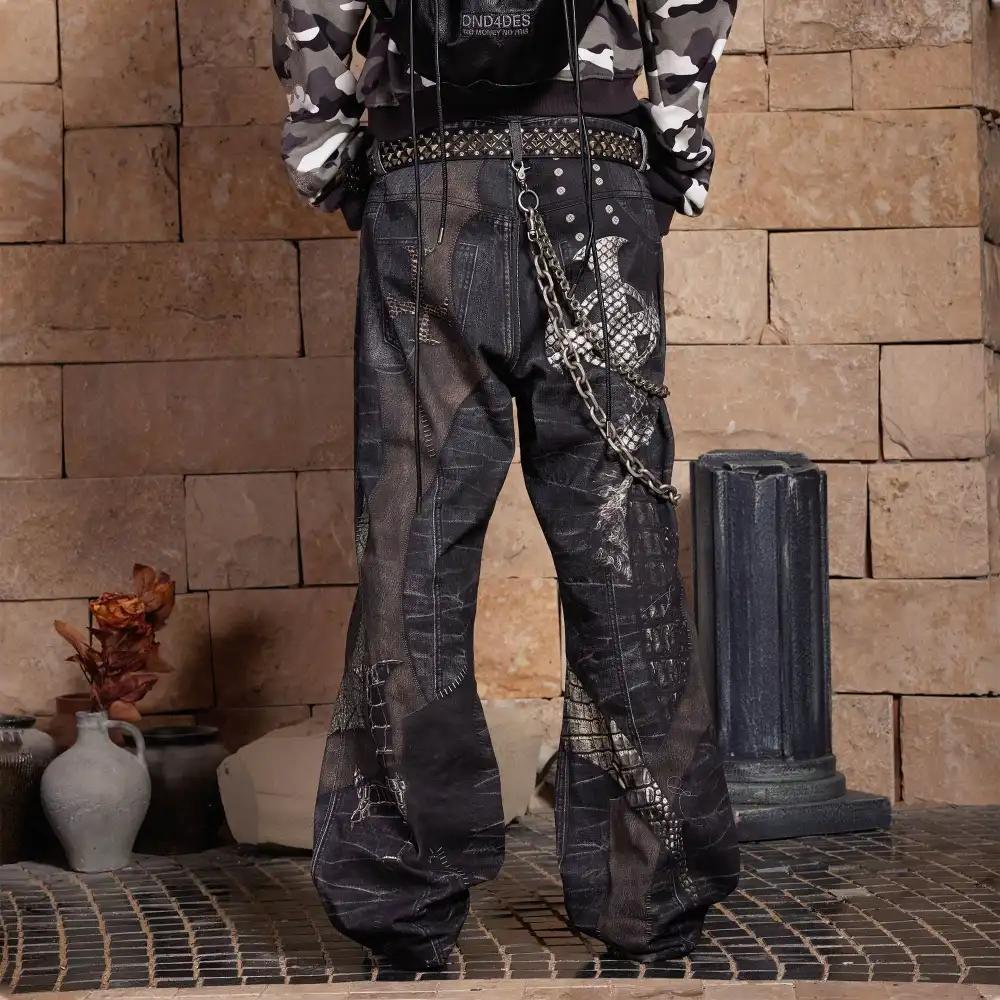 Dragon-Sword Graphic Jeans