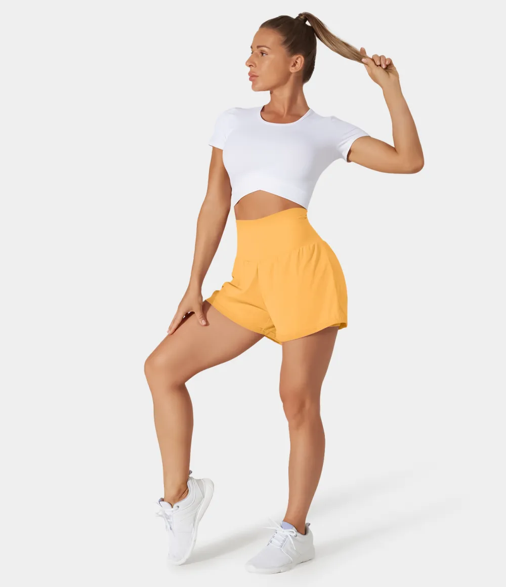 2026🔥  Super High Waisted Back Pocket & Side Hidden Pocket 2-in-1 Yoga Shorts 2.5