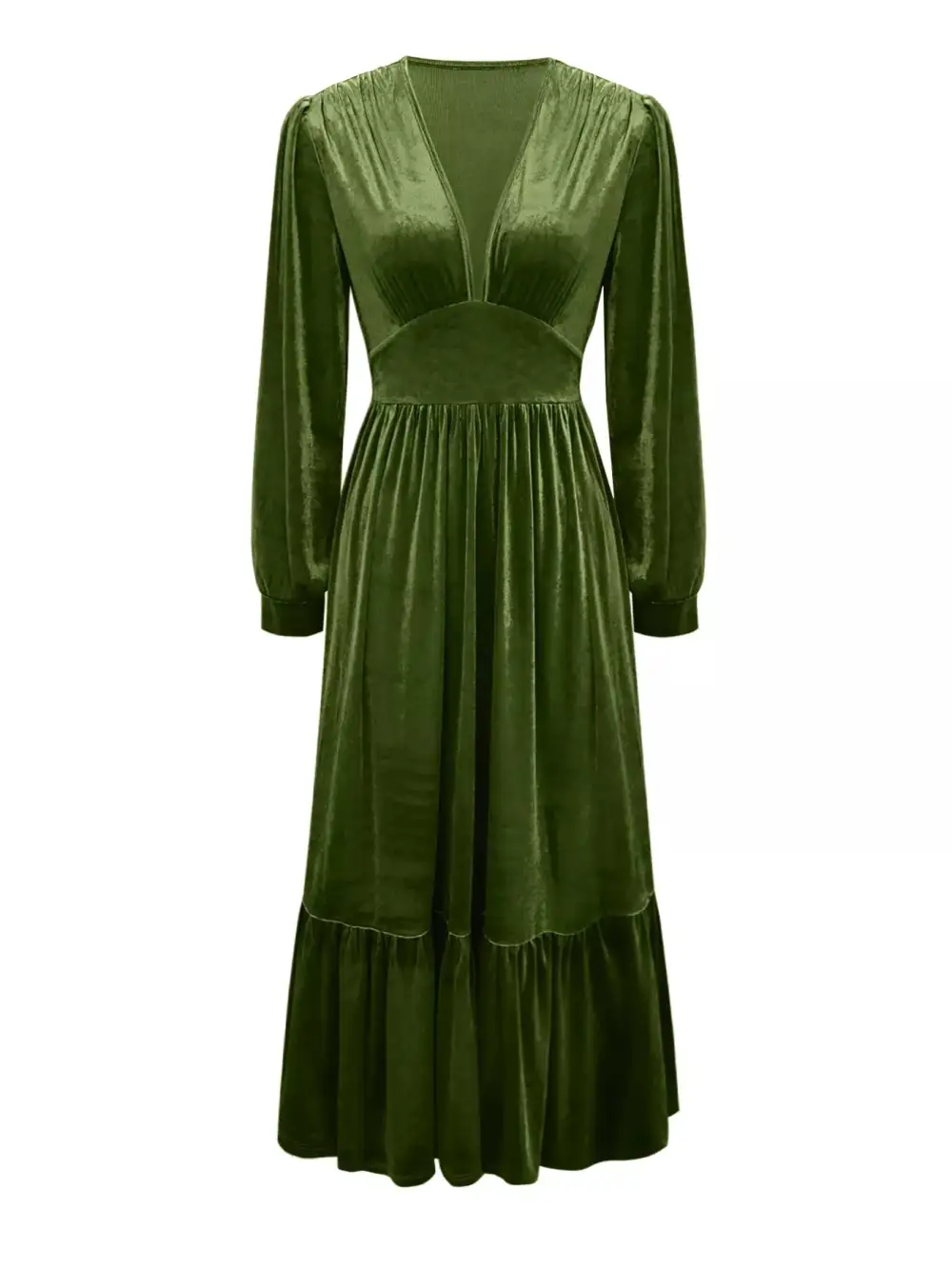 Textured Detail Ruffle Long Sleeve Dress