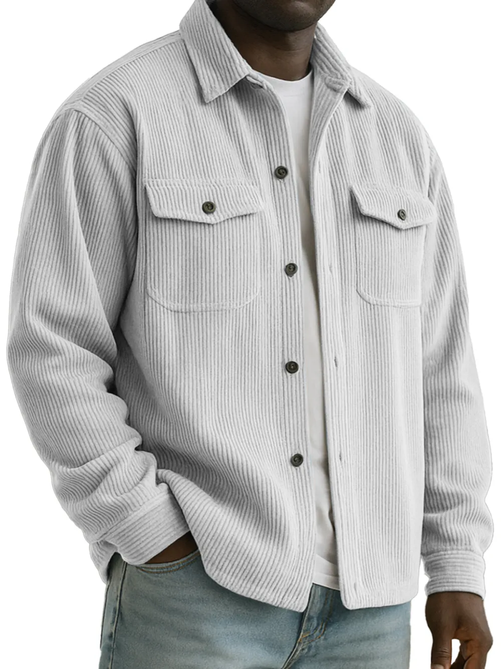 Corduroy Open Collar Jacket