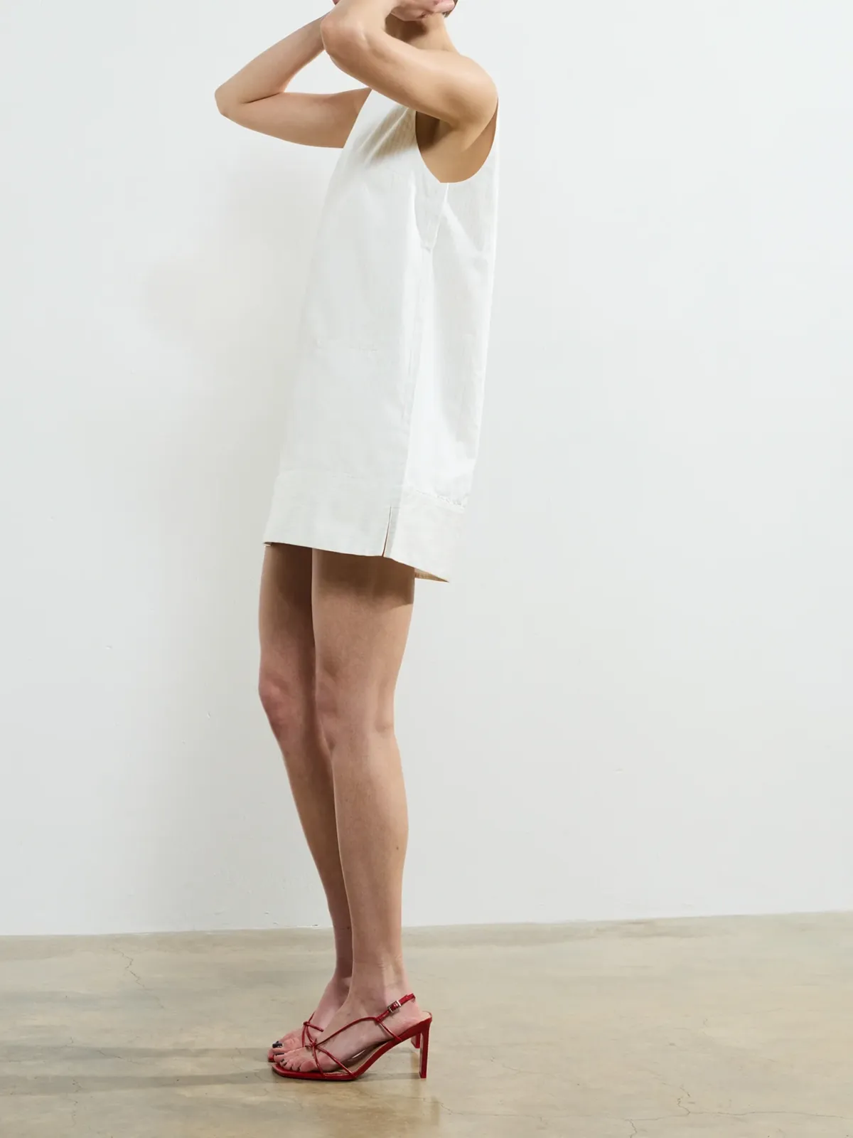 Simple Striped Round Neck Sleeveless Dress